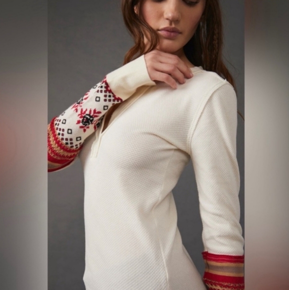 Free People Mikah Layering Cuff Long Sleeve in Ivory Combo-NWT - Picture 2 of 5